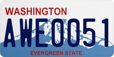 WA license plate AWE0051
