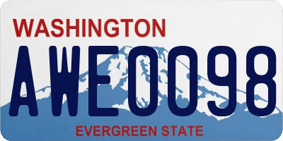 WA license plate AWE0098