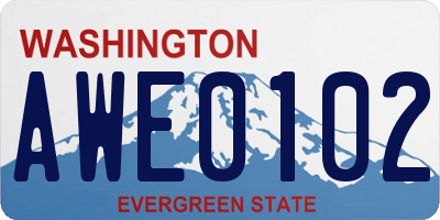 WA license plate AWE0102