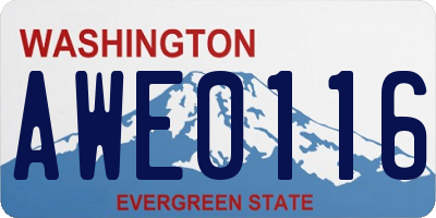 WA license plate AWE0116