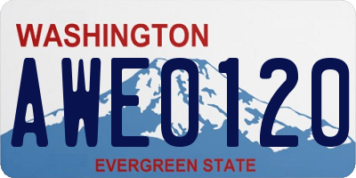 WA license plate AWE0120
