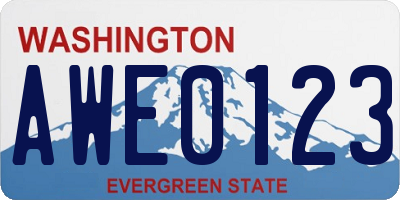 WA license plate AWE0123