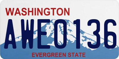 WA license plate AWE0136