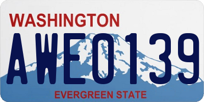 WA license plate AWE0139