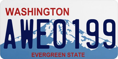 WA license plate AWE0199