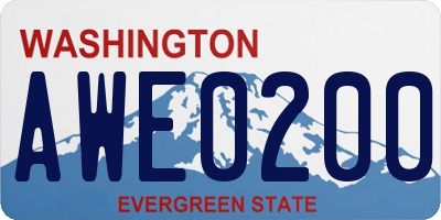 WA license plate AWE0200