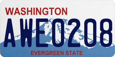 WA license plate AWE0208