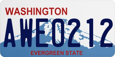 WA license plate AWE0212