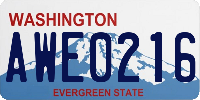 WA license plate AWE0216