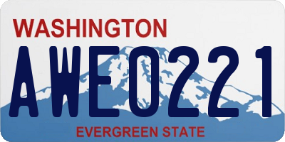 WA license plate AWE0221