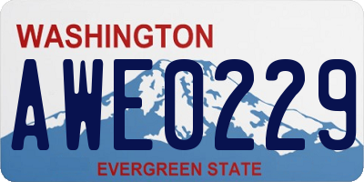 WA license plate AWE0229