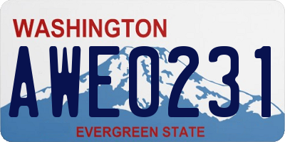 WA license plate AWE0231