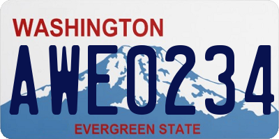 WA license plate AWE0234