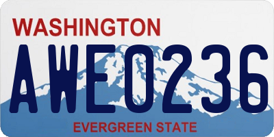 WA license plate AWE0236