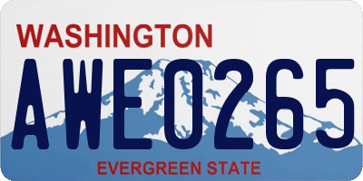 WA license plate AWE0265