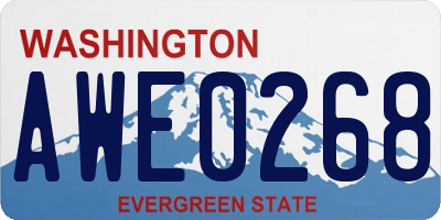 WA license plate AWE0268