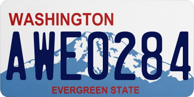 WA license plate AWE0284