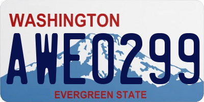 WA license plate AWE0299