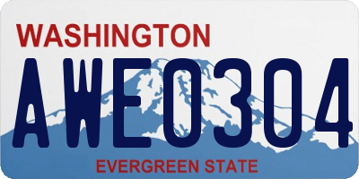 WA license plate AWE0304