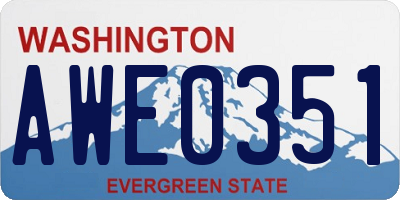 WA license plate AWE0351