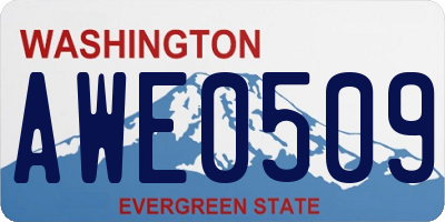 WA license plate AWE0509