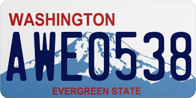 WA license plate AWE0538