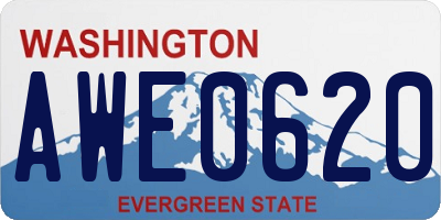 WA license plate AWE0620