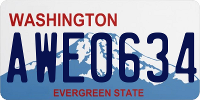 WA license plate AWE0634