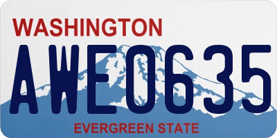 WA license plate AWE0635