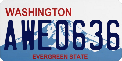 WA license plate AWE0636