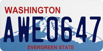 WA license plate AWE0647