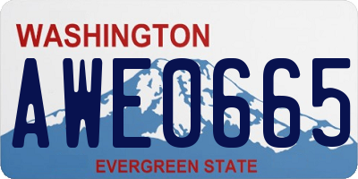 WA license plate AWE0665