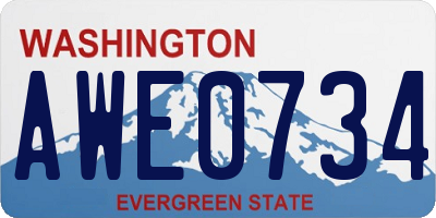 WA license plate AWE0734