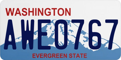 WA license plate AWE0767