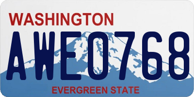 WA license plate AWE0768
