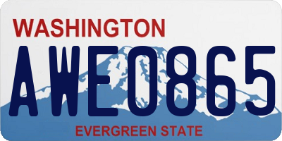 WA license plate AWE0865