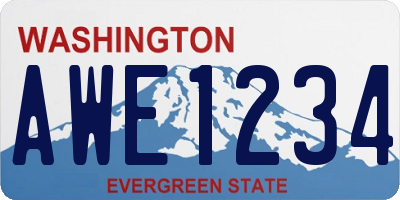 WA license plate AWE1234