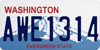 WA license plate AWE1314