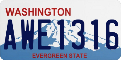 WA license plate AWE1316