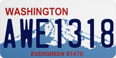 WA license plate AWE1318