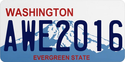 WA license plate AWE2016