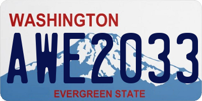 WA license plate AWE2033