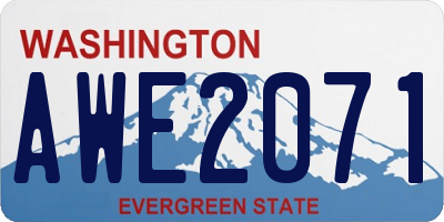 WA license plate AWE2071