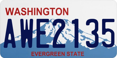 WA license plate AWE2135