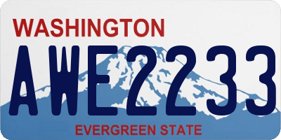WA license plate AWE2233