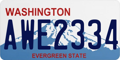 WA license plate AWE2334