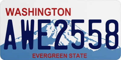 WA license plate AWE2558