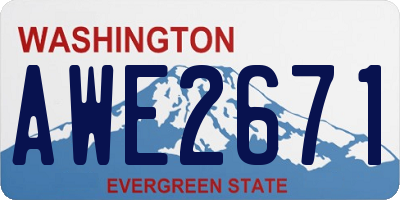 WA license plate AWE2671
