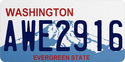 WA license plate AWE2916