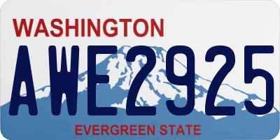 WA license plate AWE2925